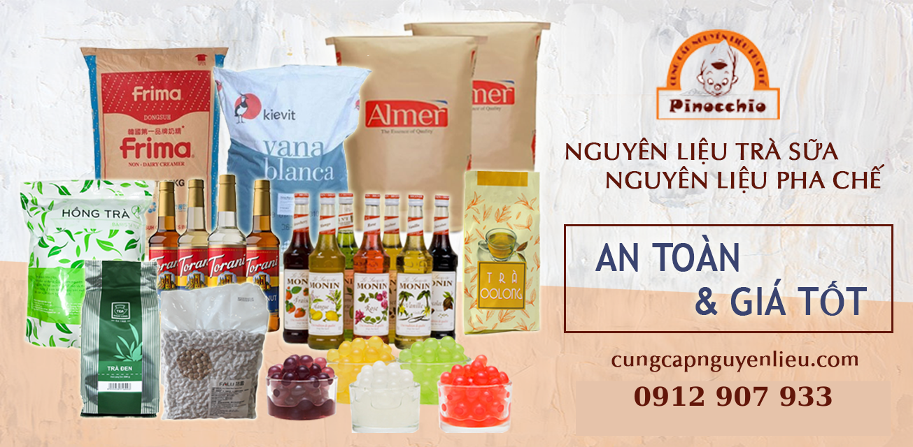 sỉ nguyên liệu trà sữa pha chế trà đen thạch trân châu